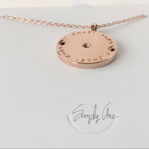 Restocked new MK rose Gold Tone logo disc pendant - Picture 4 of 5